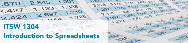 ITSW 1304 Intro to Spreadsheets D2L banner