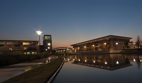 Photo of Lone Star College-CyFair at night.