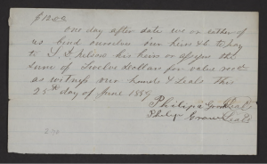 1859 Note for Philip Grow