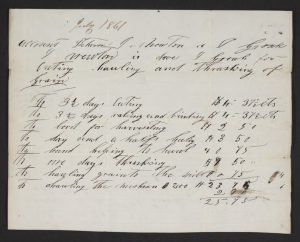 1861 Receipt for James W Grow Front