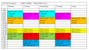 fall 2016 schedule
